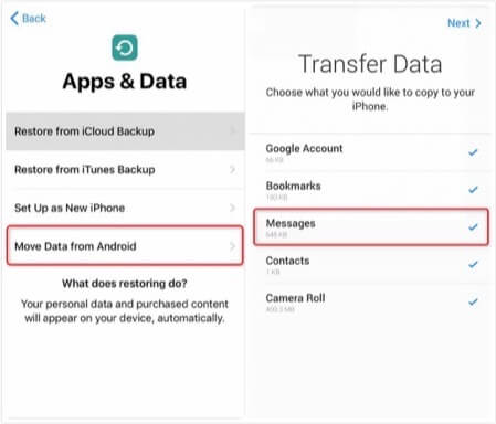 Transfer Text Messages from Android to iPhone Free