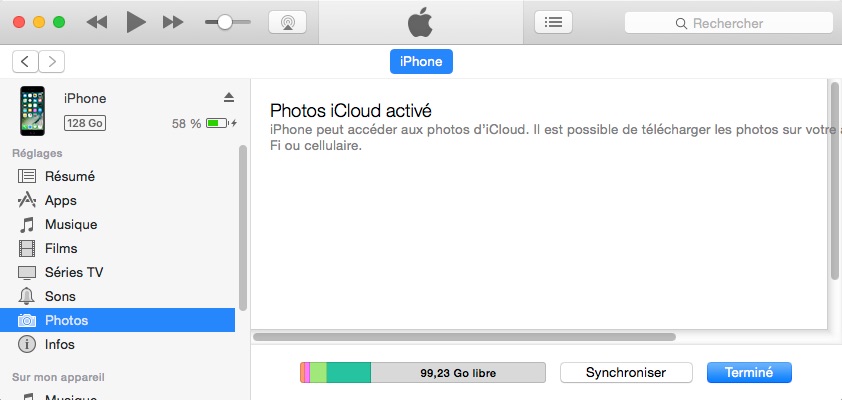 Fermez photothèque iCloud