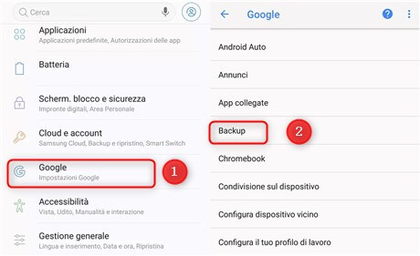 Usa l'account Google per ripristinare