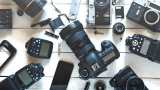 A selection of cameras and cameras accessories