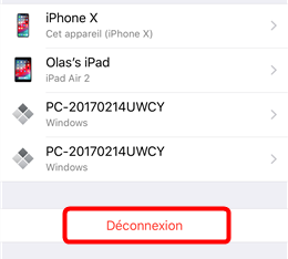 Déconnexion de votre compte iCloud