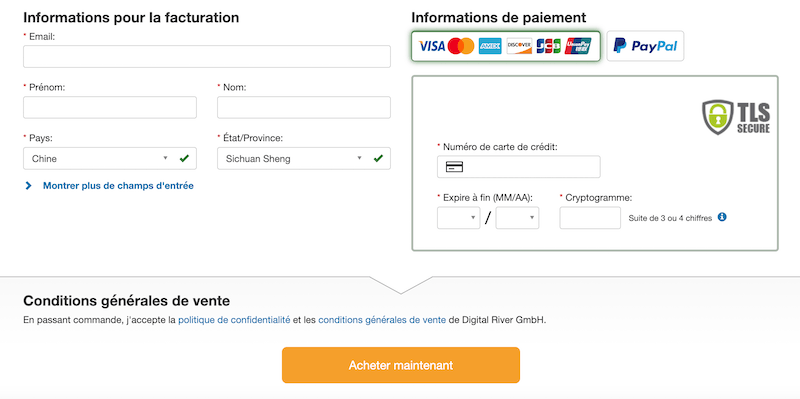 Paiement d'AnyTrans