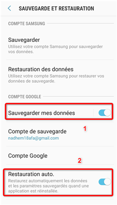 Activez Sauvegarder ou Restauration auto