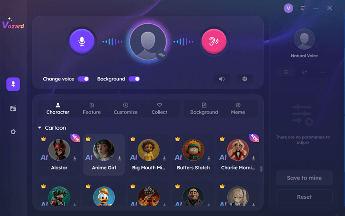 Choose Anime Girl Voice Effect in Vozard