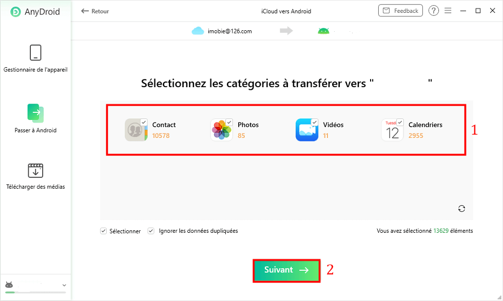 Comment transférer données depuis iCloud vers Android