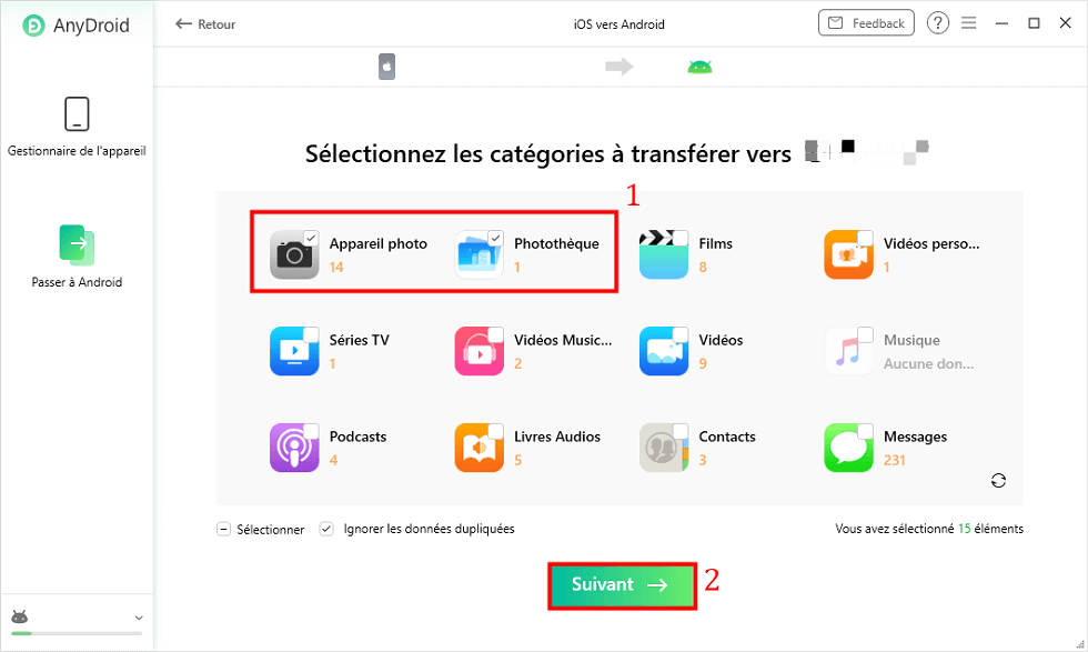 Transférer les données iPhone vers Android