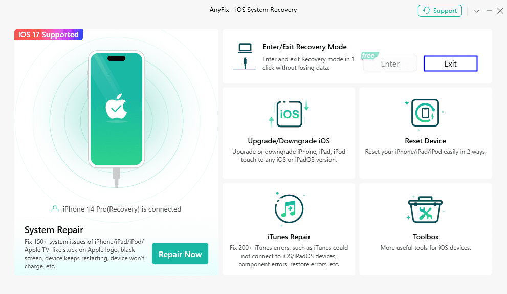 AnyFix Exit Recovery Mode