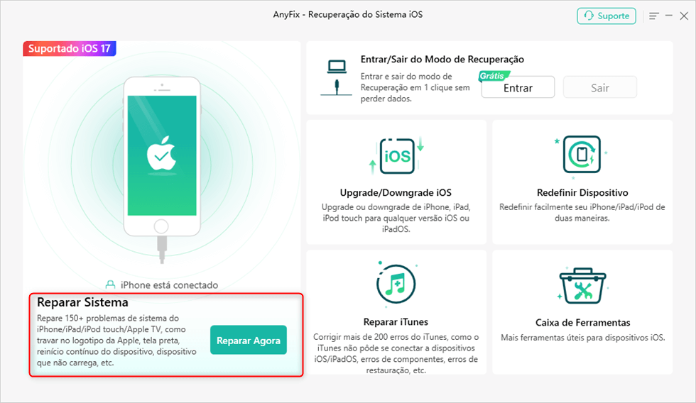 Escolha Reparo do Sistema na página inicial