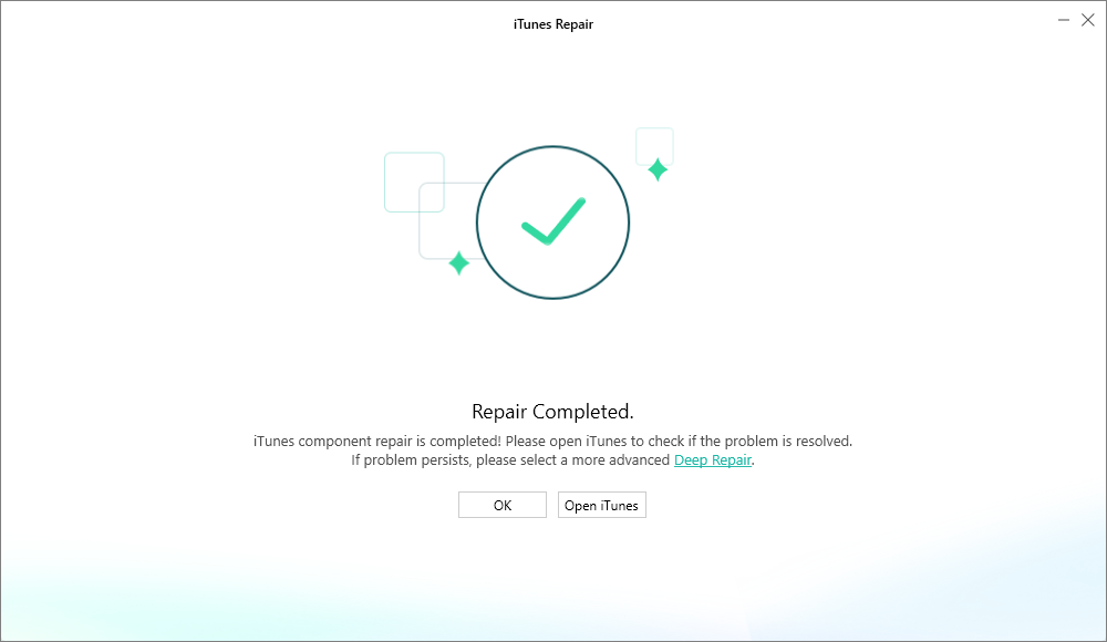 iTunes Repair Completed