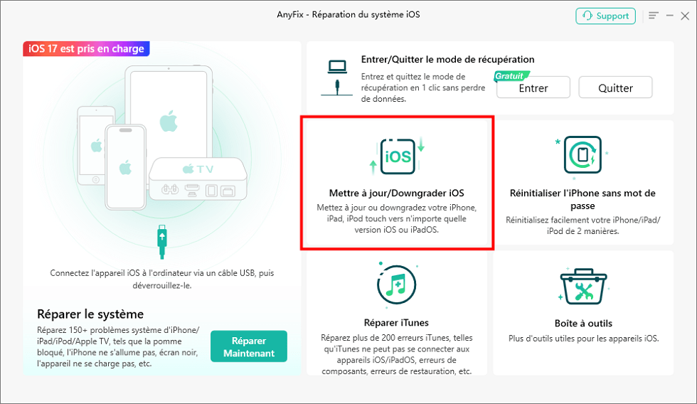 Mettre à jour/Downgrader iOS 