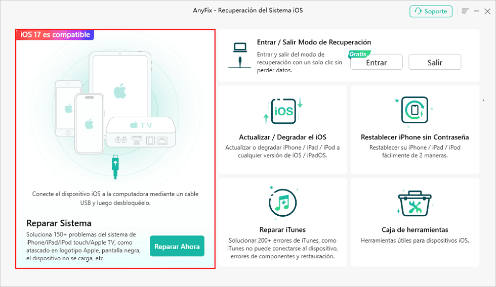 Selecciona la herramienta Reparar sistema para arreglar la pantalla azul del mi iPhone