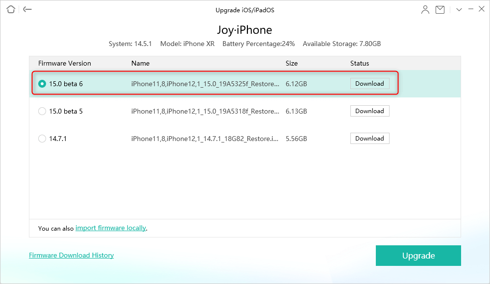 Click Download to Get IPSW