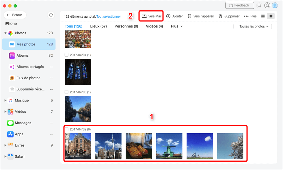 Importer les photos iPhone vers Mac