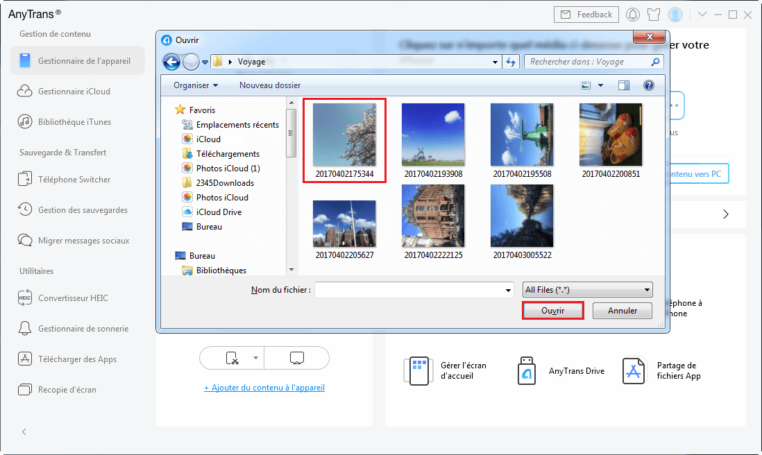 Ajouter les photos PC vers iPhone