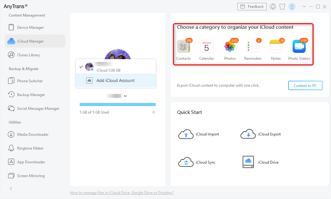 Choose an iCloud Data Type