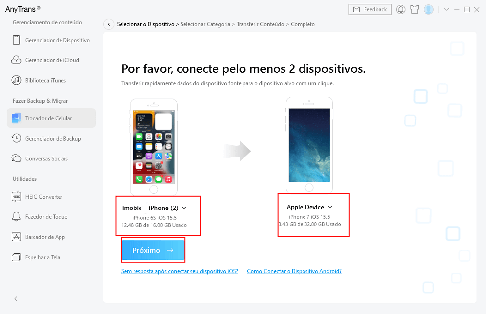 Transferir de um iPhone para outro