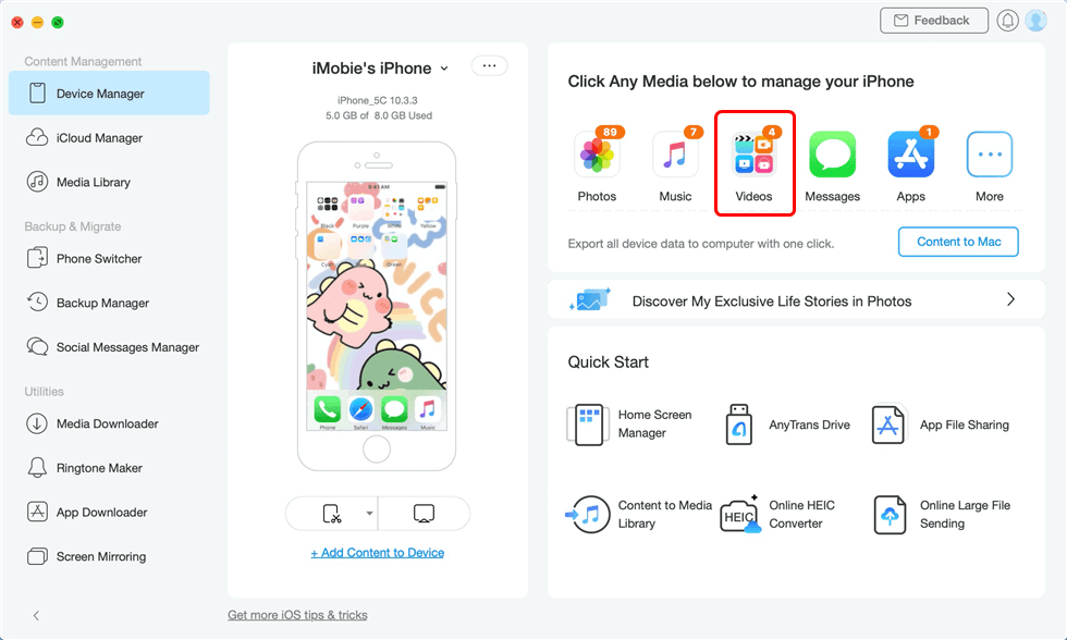 Manage iPhone Videos with AnyTrans