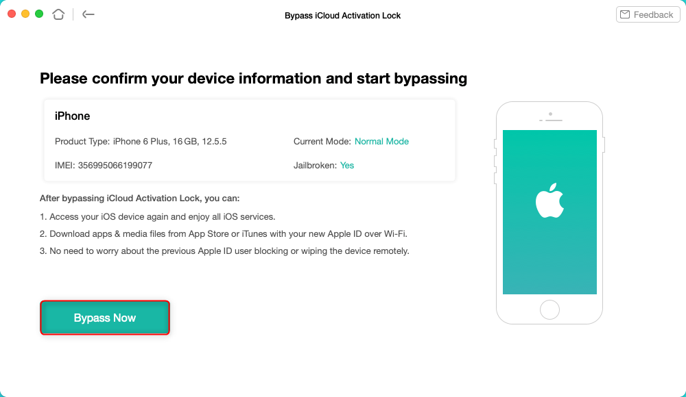 Tap on Bypass Now to Start Bypassing