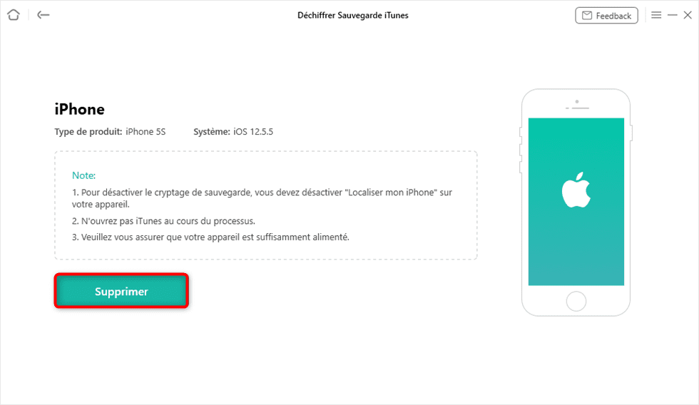 Cliquez sur Supprimer