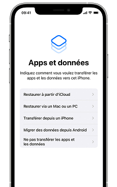 Ne pas transférer les apps et les données