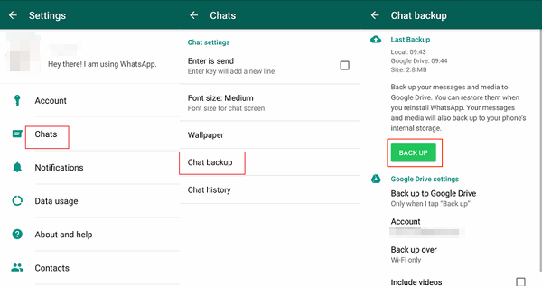 Backup WhatsApp Chats on Android