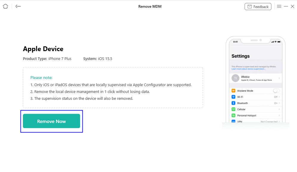 Select Remove Now Option