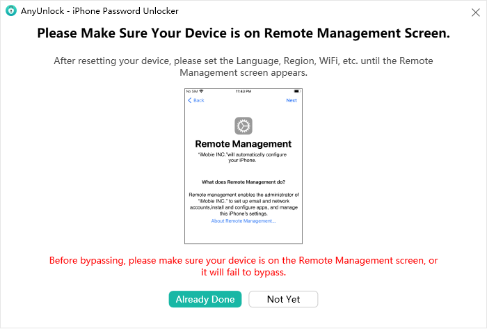 Start to Bypass MDM