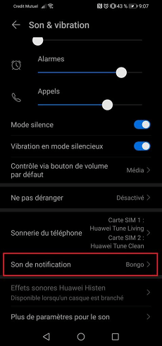 Changer sonnerie mail Samsung