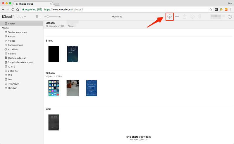 Charger les photos vers iCloud