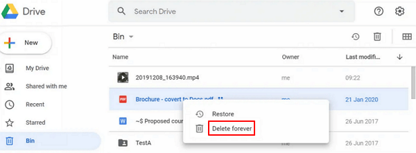 Click Bin and Click Delete Forever to Delete Files Permanently