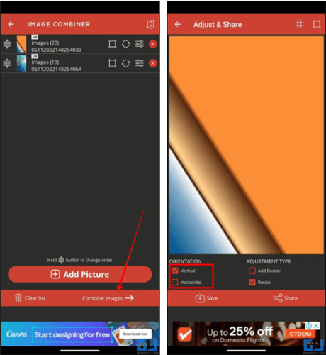 Combine Images and Choose Your Preferred Orientation