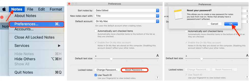 How to Reset/Change Note Password on Mac