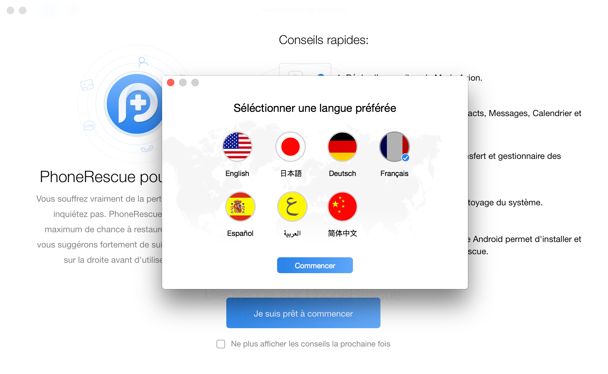 Changer de langue de PhoneRescue pour Android