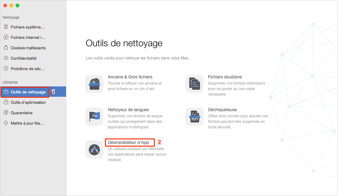 Désinstaller une application avec MacClean – éatpe 1