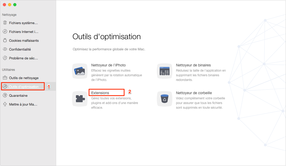 Nettoyer l'extension indésible à l'aide de MacClean – étape 1
