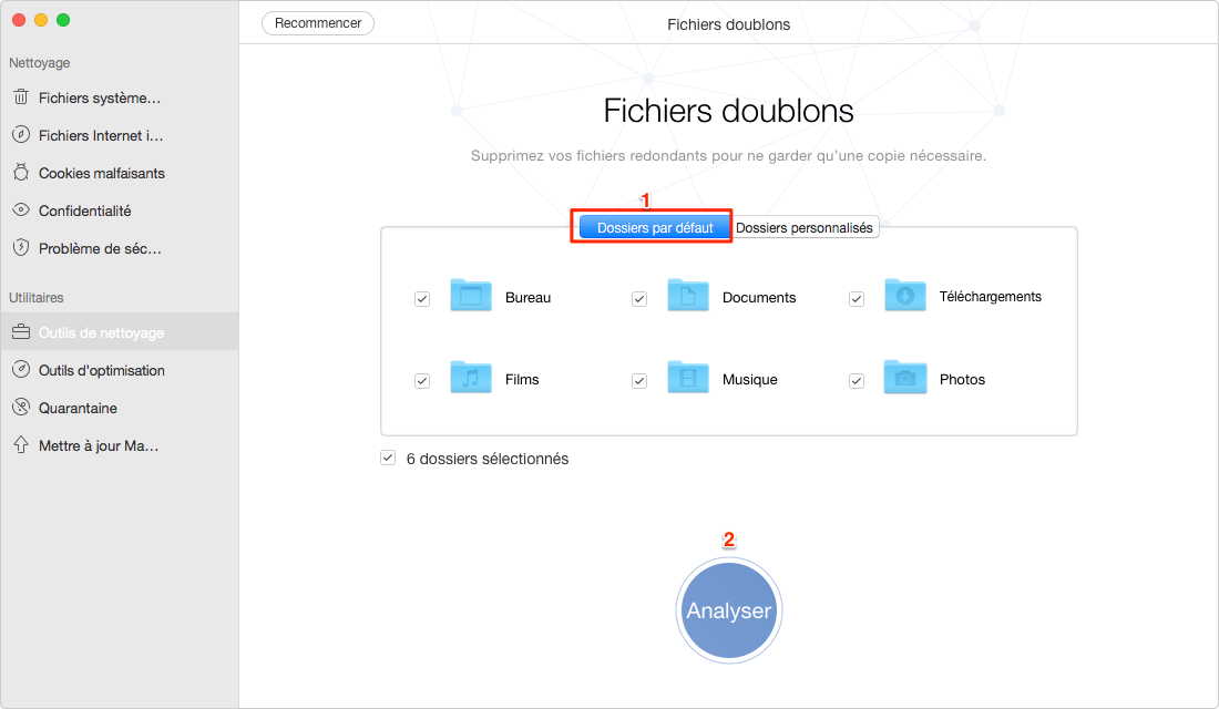 Analyser les fichiers doublons avec MacClean – étape 2