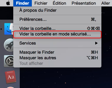 Vider la corbeille sur Mac en mode sécurisé - étape 1