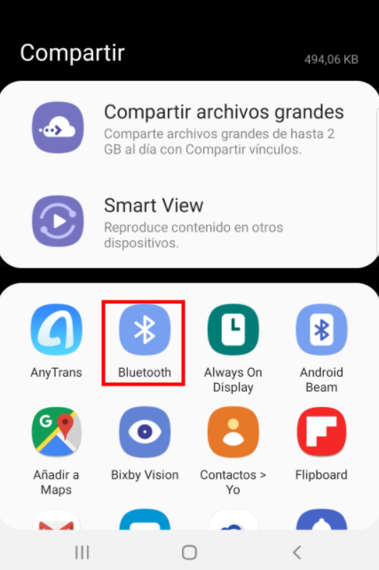 Pasar fotos de Samsung a iPhone mediante Bluetooth