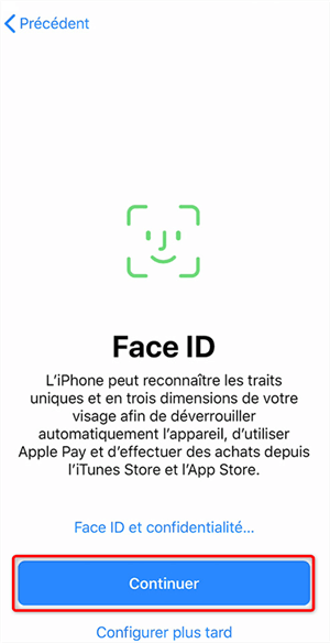 Configuration de Face ID