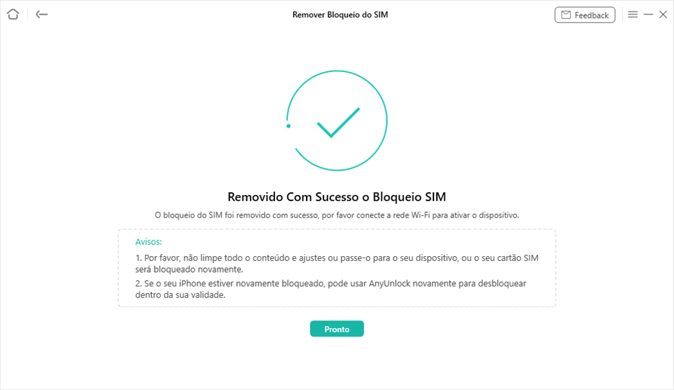 Lançamento bem sucedido do bloqueio SIM