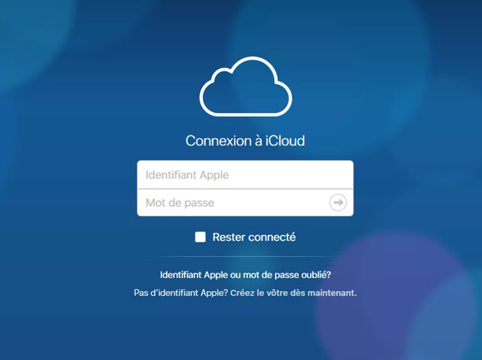 Connexion au compte iCloud