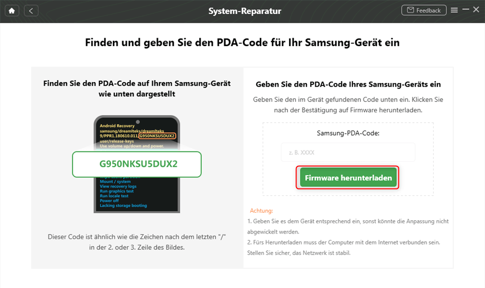 Die Firmware herunterladen