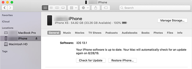 Downgrade iOS with iTunes/Finder