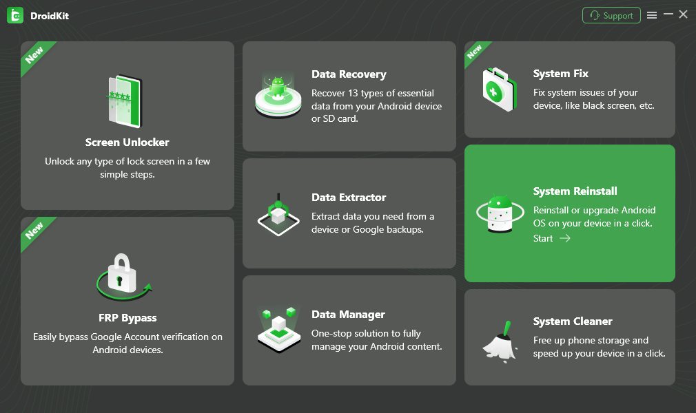 Choose System Reinstall Function