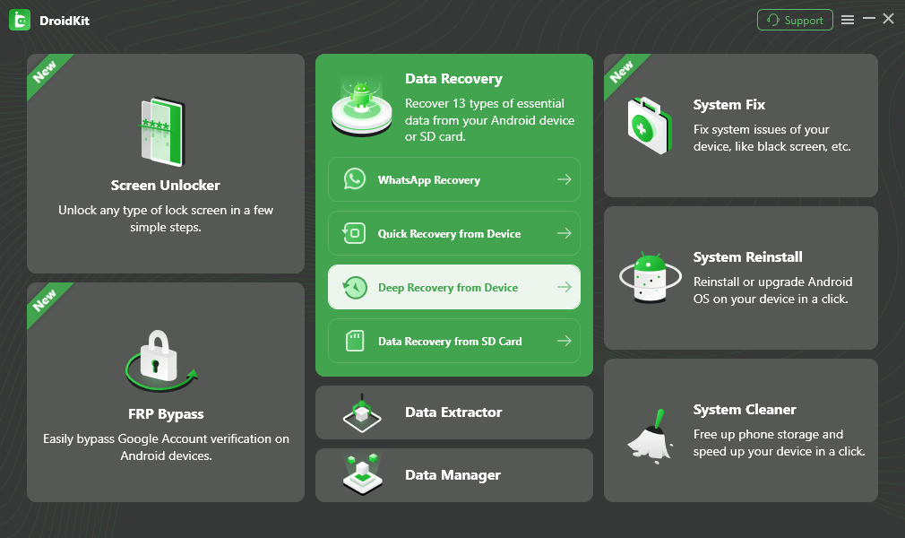 Choose Deep Recovery from Device from Recover Lost Data