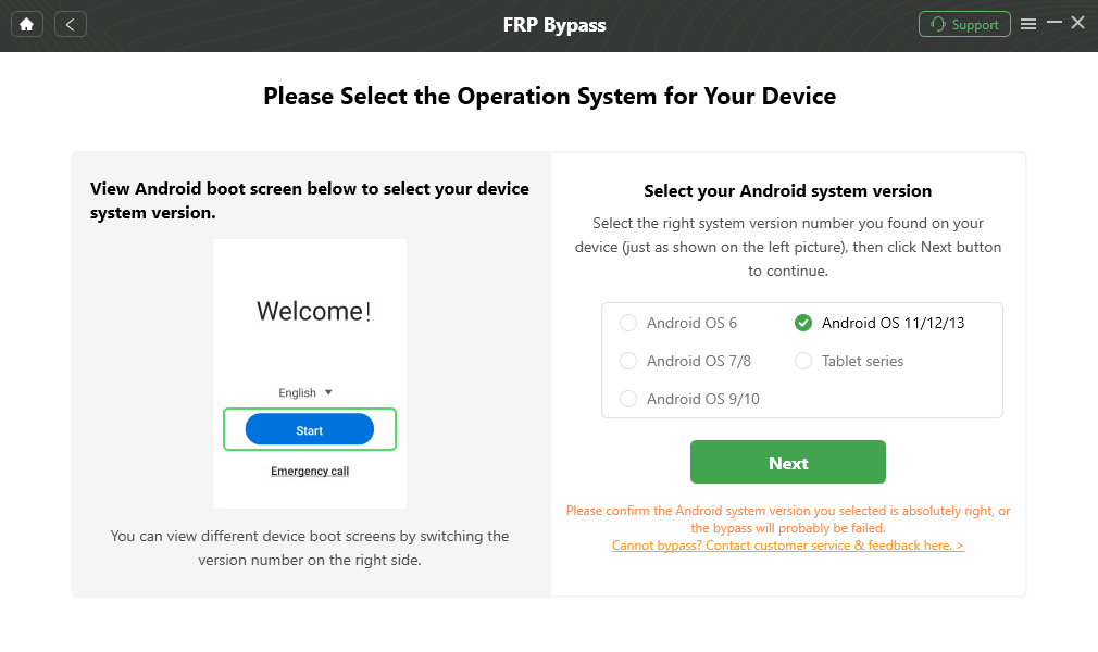 Choose System Version