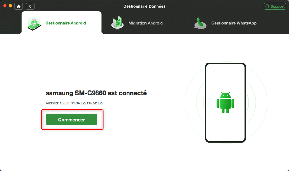 Samsung connecté sur Mac