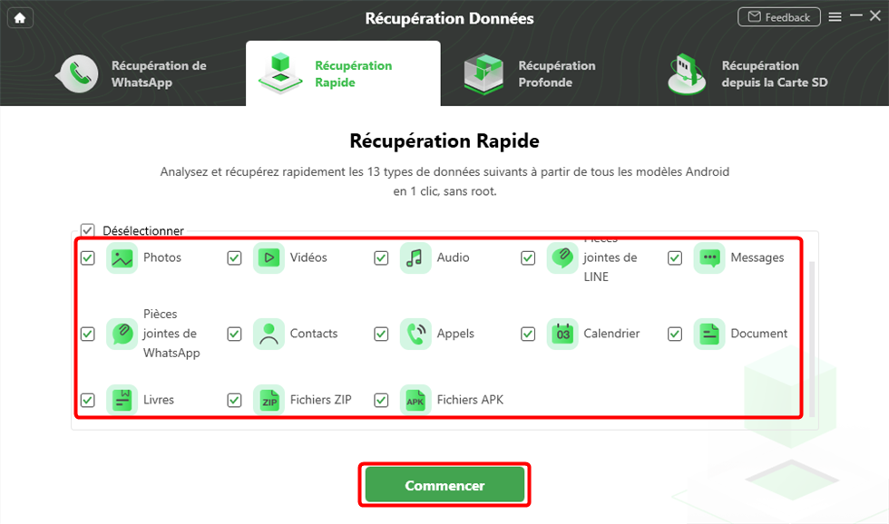 Sélectionnez les fichiers