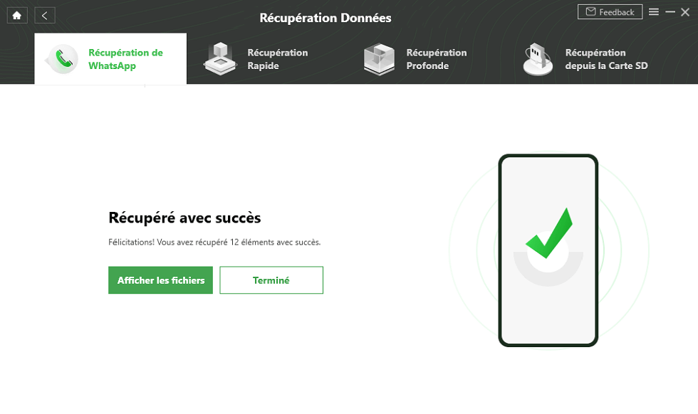 Récupération avec succès