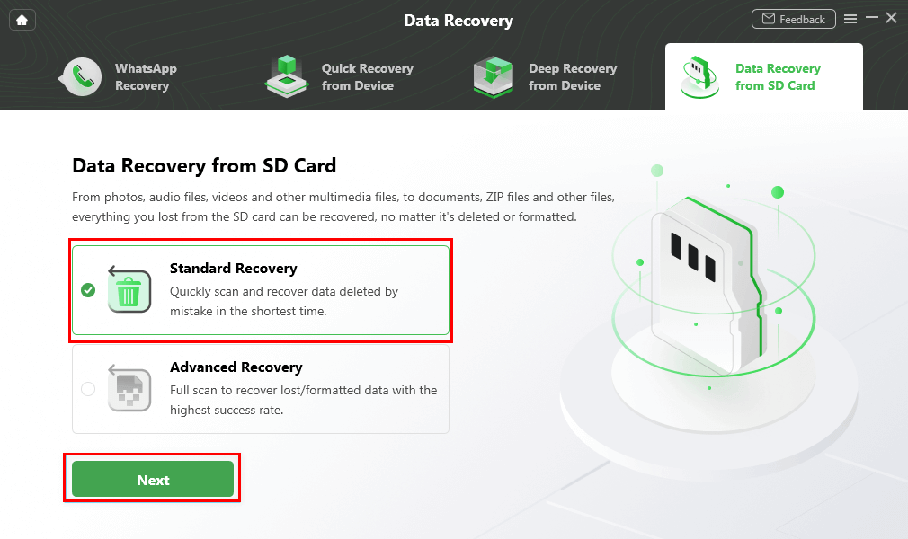 Choose Standard Recovery